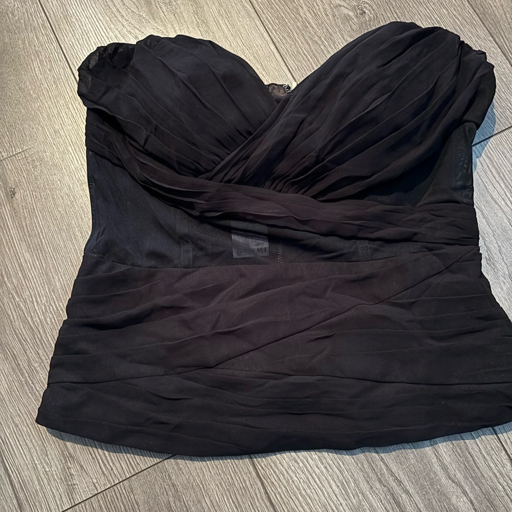 bebe Black Ruched Bustier Blouse